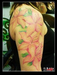大臂花卉纹身图片