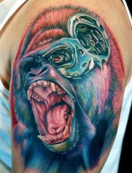 大臂纹身图片：大臂猩猩纹身图片作品