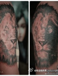 手臂狮子狮头纹身