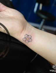 女人手腕小巧精美的樱花纹身图片