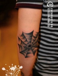 手臂胳膊肘经典潮流的蜘蛛网纹身图片