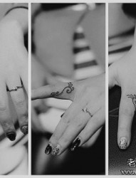 女人手指时尚潮流的小藤蔓纹身图片
