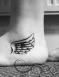 女孩子脚部小巧的翅膀纹身图片