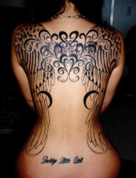 女性背部好看的图腾翅膀
