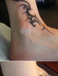 女人脚腕精美流行的图腾藤蔓纹身图片