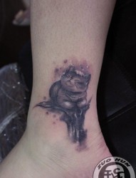 美女脚踝处可爱小巧的猫咪纹身图片