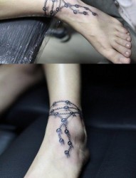 女人脚腕时尚漂亮脚链纹身图片