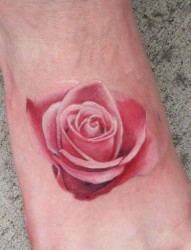 女人脚背时尚好看的玫瑰花纹身图片