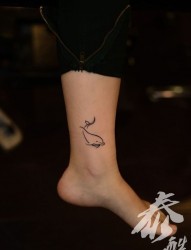 女人脚部简易可爱海鲸纹身图片