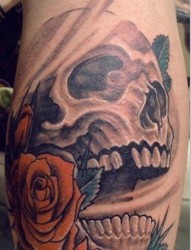 一幅骷髅玫瑰花纹身图片