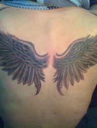 背部黑色翅膀纹身图案纹