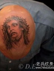 头部纹身图片：头部耶稣肖像纹身图片纹身作品