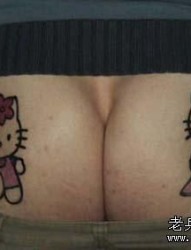 可爱的臀部卡通彩色猫咪纹身图片纹身作品