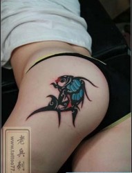 美女臀部的一幅图腾鱼纹身图片纹身作品
