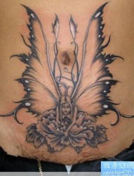 腹部天使精灵纹身图片