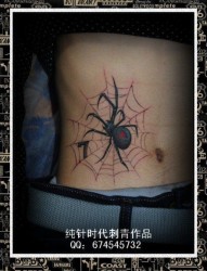 男人腹部潮流帅气的蜘蛛纹身图片
