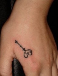 一幅手指钥匙纹身图片由纹身520图库推荐