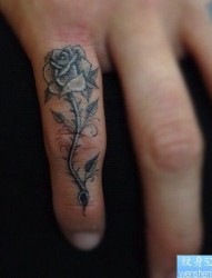 手指纹身之玫瑰花纹身图片图片作品欣赏