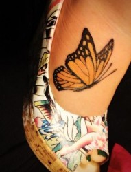 女孩子脚背好看的小蝴蝶纹身图片