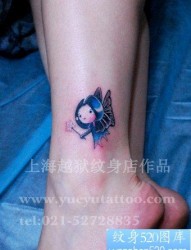 女人腿部很萌的小天使纹身图片
