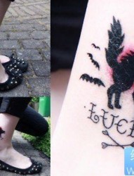 女人腿部可爱流行的图腾猫咪纹身图片
