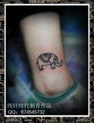 流行的女人腿部可爱小象纹身图片