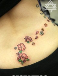 性感美女腰部上一幅漂亮的樱花纹身图片