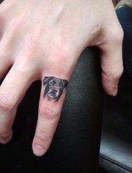 手指漂亮的小狗头像纹身