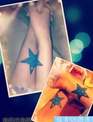 潮流流行的情侣五角星纹身图片