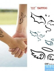 一组情侣天使纹身图片由纹身520图库推荐