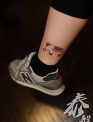 一幅脚部可爱小象纹身图片