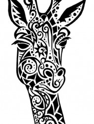 个性的长颈鹿图腾纹身手稿图案