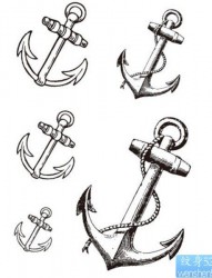 素描船锚纹身图案