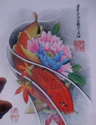 中华锦鲤纹身手稿（30）