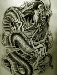 一张大气的中国龙纹身手稿