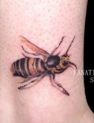脚踝小蜜蜂纹身图案