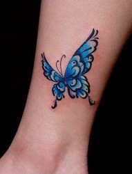蓝色蝴蝶纹身图案图案