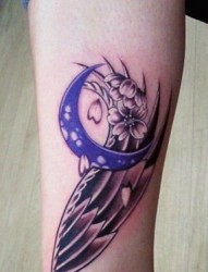 月亮花翅膀纹身图案图案