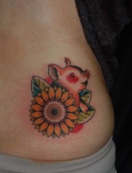 小猪向日葵纹身图案图案