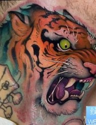 男人脖子上霸气的老虎纹身图案