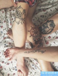 一款女性腿部个性纹身图案