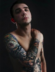 个性男人花臂纹身图案