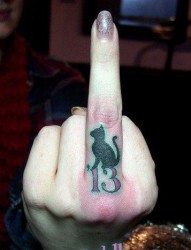 手指猫咪纹身图案