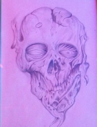 一款恐怖的骷髅纹身手稿