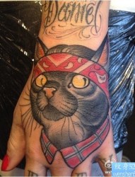 手部墨西哥猫纹身图案