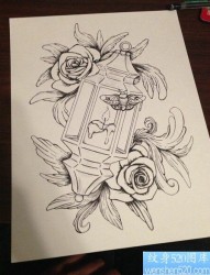 玫瑰花纹身图案线稿