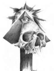 欧美素描骷髅上帝之眼纹身图案