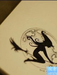 女巫纹身手稿图案