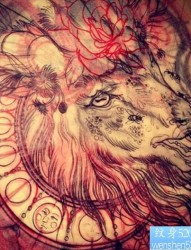 一款藏羚羊纹身手稿图案