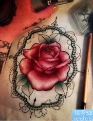 最好的纹身推荐一款彩色玫瑰花纹身图案